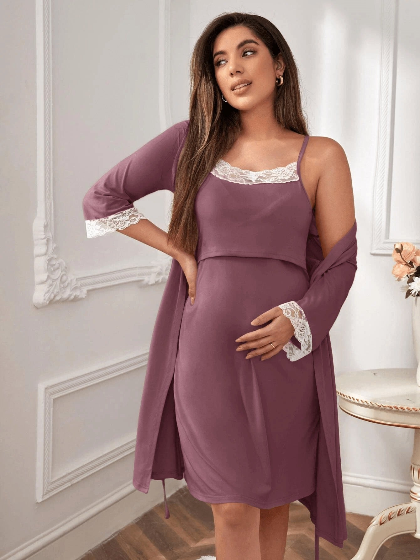 Maternity Pajama Set – Long Sleeve Nursing Loungewear for Spring Comfort - Nestling Babies