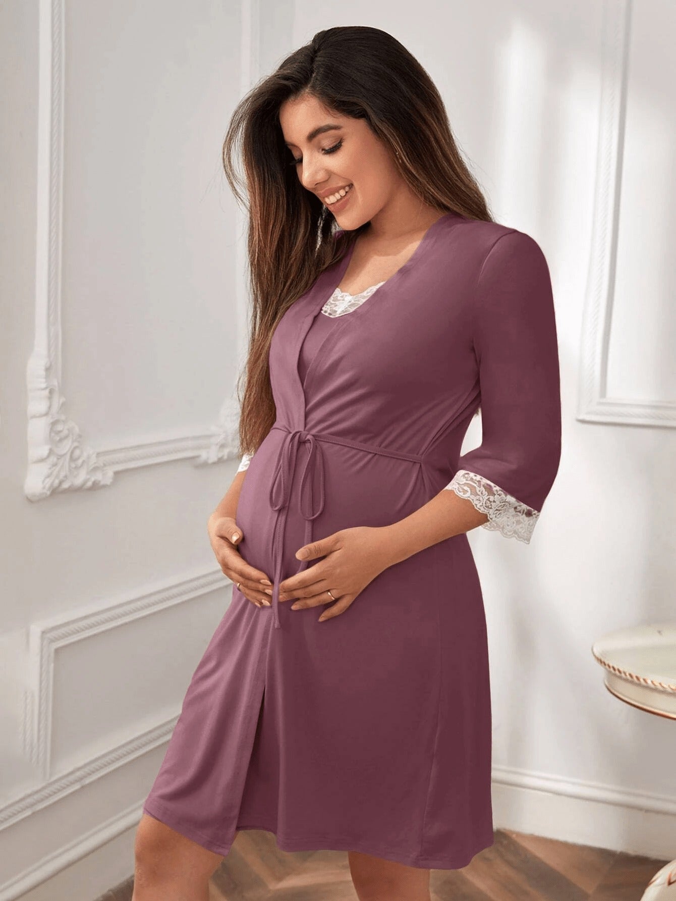 Maternity Pajama Set – Long Sleeve Nursing Loungewear for Spring Comfort - Nestling Babies