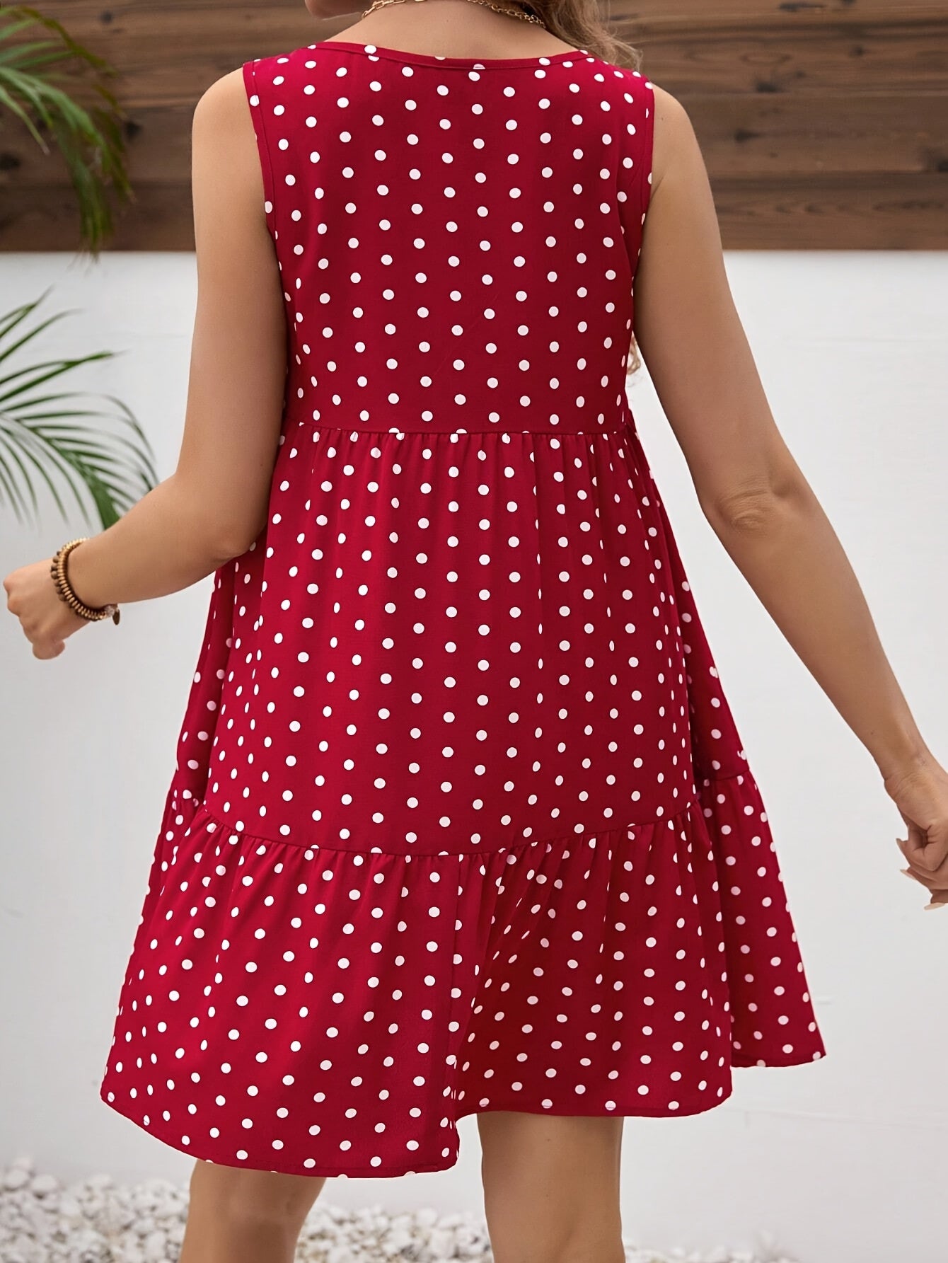 Red Polka Dot Maternity Dress – Sleeveless Summer Party Style - Nestling Babies