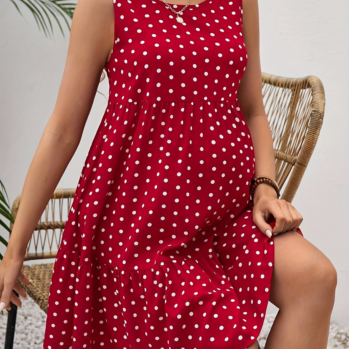Red Polka Dot Maternity Dress – Sleeveless Summer Party Style - Nestling Babies