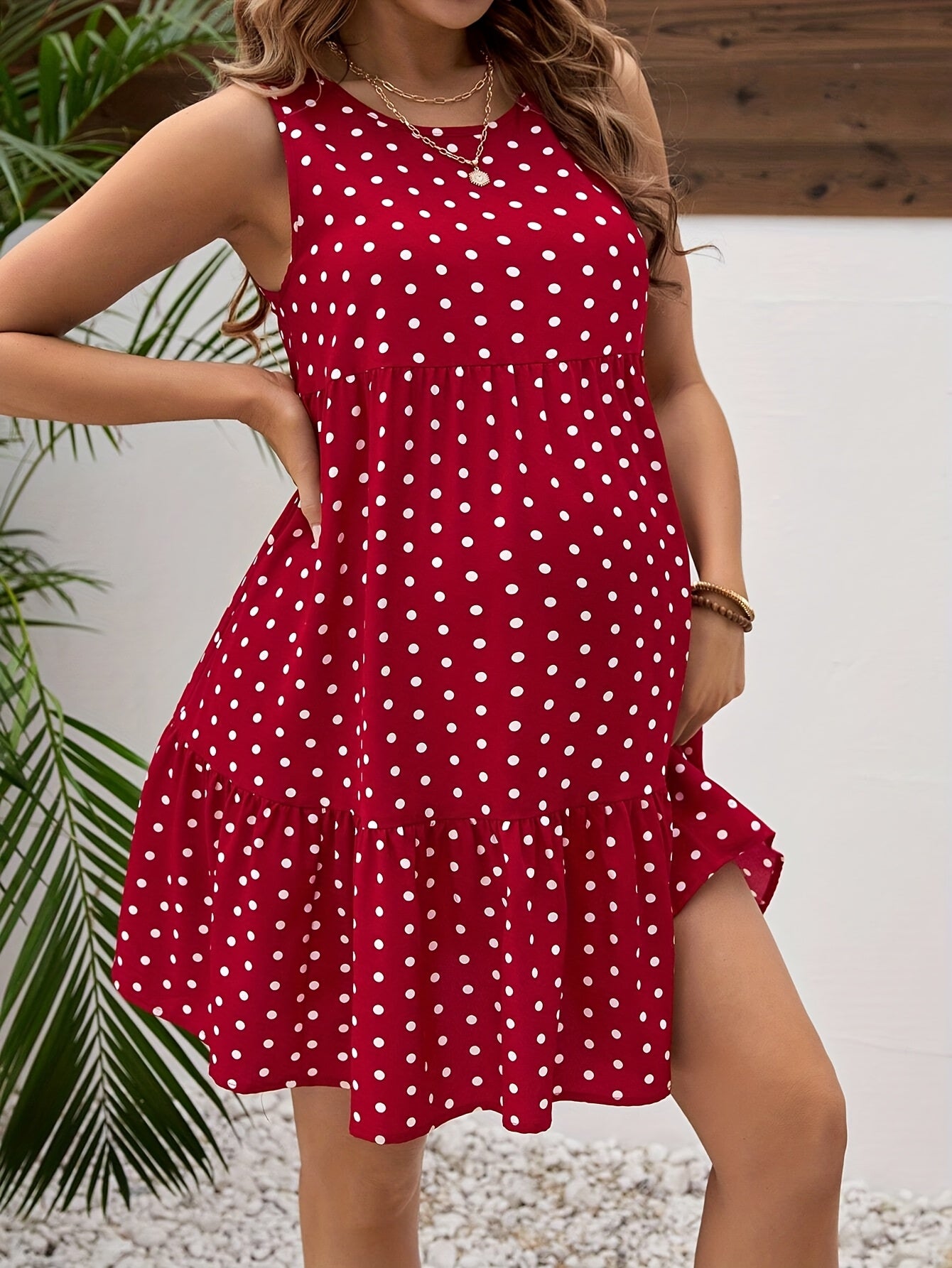 Red Polka Dot Maternity Dress – Sleeveless Summer Party Style - Nestling Babies