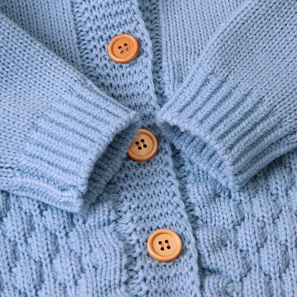 Cozy Knit Hooded Romper – Bear Ear Winter Jumpsuit (0–12M) - Nestling Babies