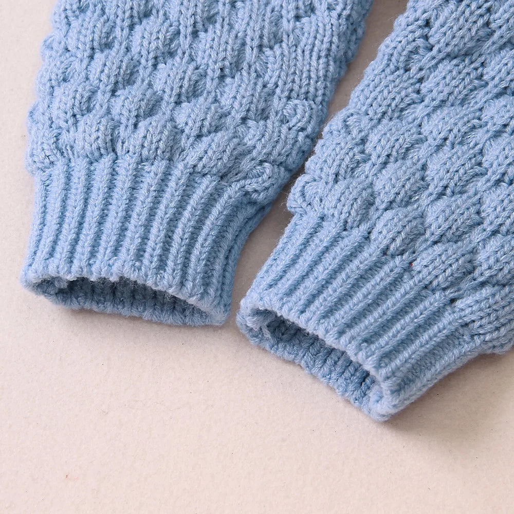 Cozy Knit Hooded Romper – Bear Ear Winter Jumpsuit (0–12M) - Nestling Babies