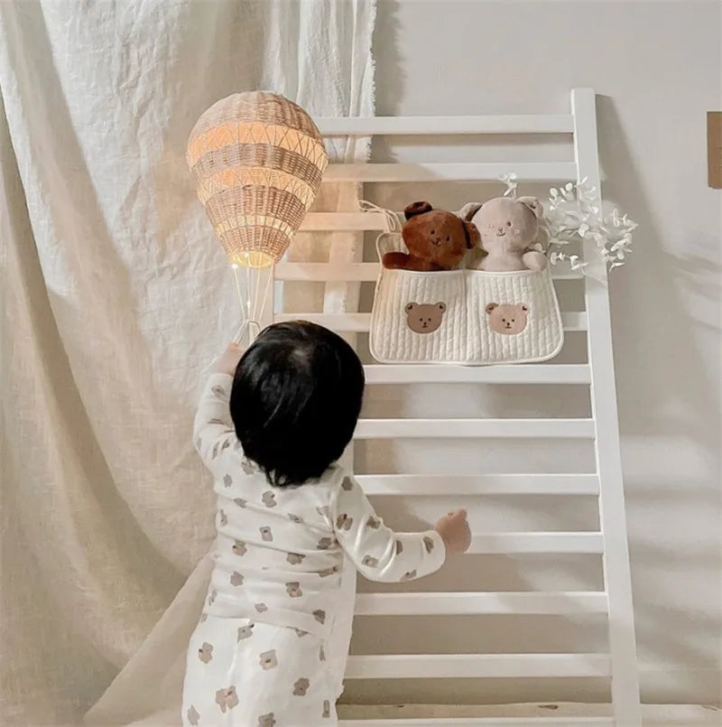 Bedside Hanging Diaper Organizer – Cotton Crib & Stroller Storage Caddy for Newborn Essentials - Nestling Babies