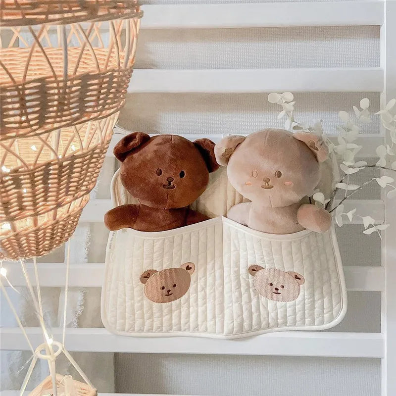 Bedside Hanging Diaper Organizer – Cotton Crib & Stroller Storage Caddy for Newborn Essentials - Nestling Babies