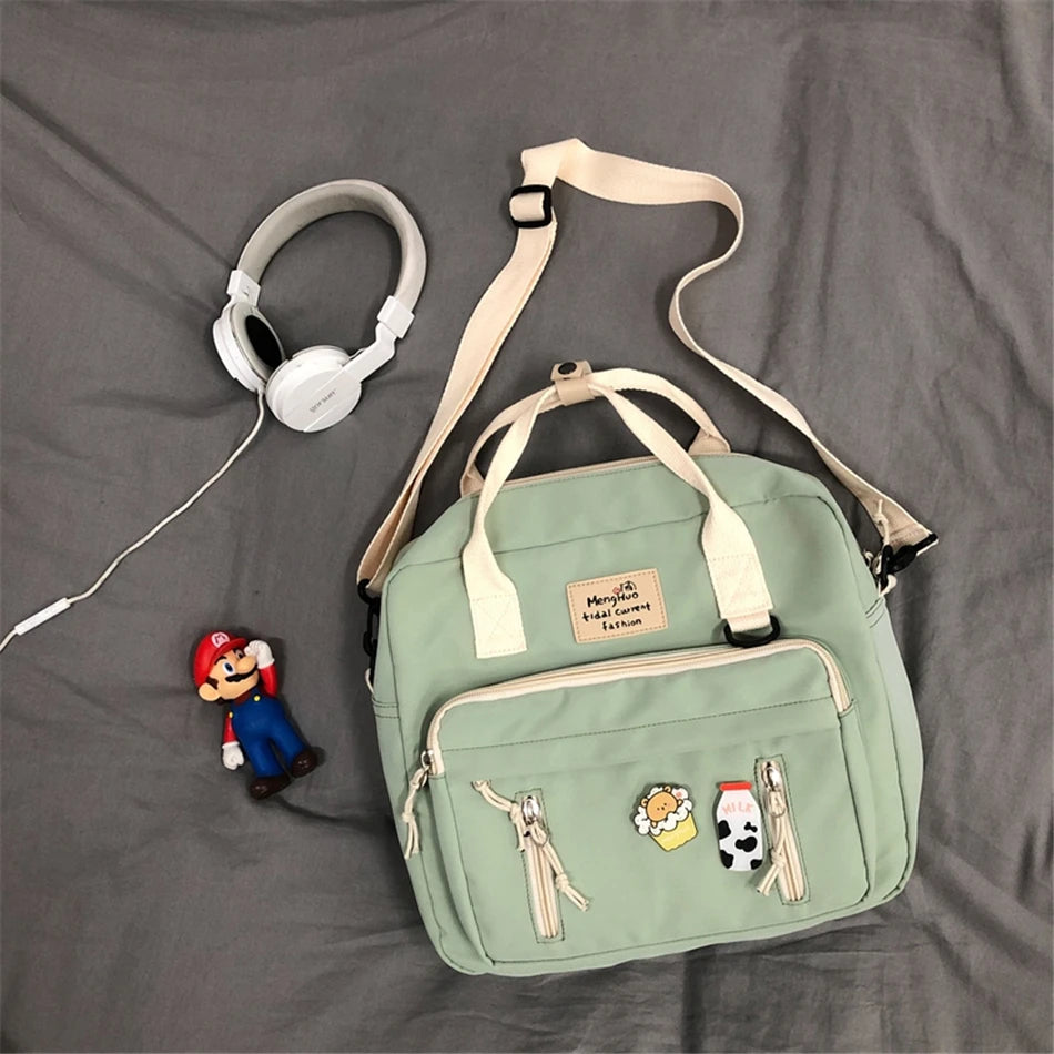3-in-1 Girls’ Travel Backpack Set – Stylish Preppy Schoolbag with Badge & Ring Buckle - Nestling Babies