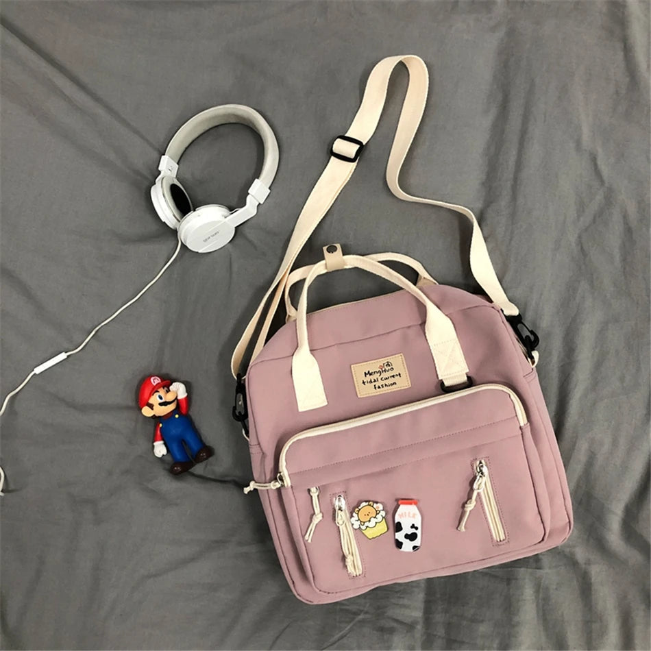 3-in-1 Girls’ Travel Backpack Set – Stylish Preppy Schoolbag with Badge & Ring Buckle - Nestling Babies