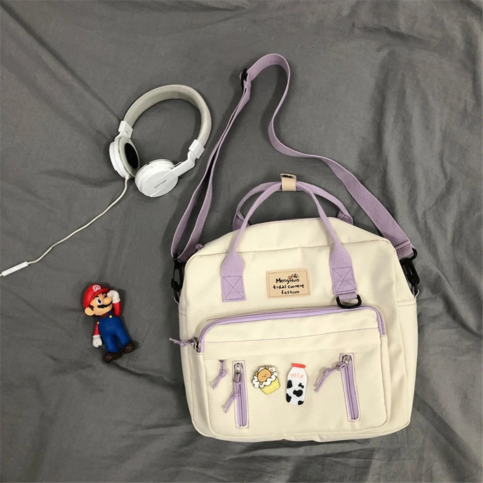 3-in-1 Girls’ Travel Backpack Set – Stylish Preppy Schoolbag with Badge & Ring Buckle - Nestling Babies