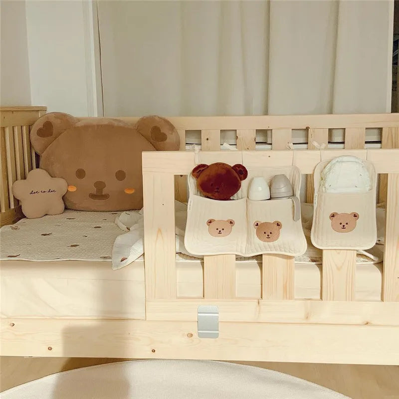 Bedside Hanging Diaper Organizer – Cotton Crib & Stroller Storage Caddy for Newborn Essentials - Nestling Babies