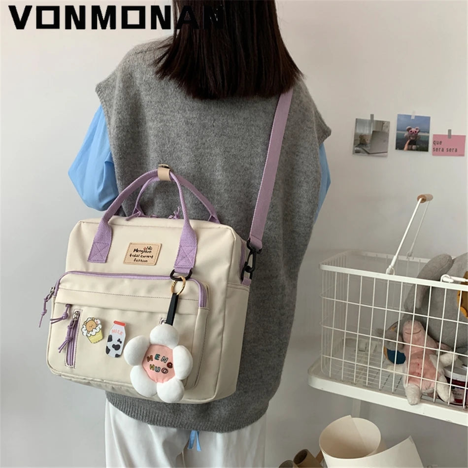 3-in-1 Girls’ Travel Backpack Set – Stylish Preppy Schoolbag with Badge & Ring Buckle - Nestling Babies