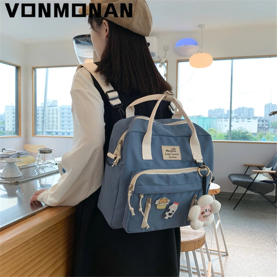 3-in-1 Girls’ Travel Backpack Set – Stylish Preppy Schoolbag with Badge & Ring Buckle - Nestling Babies