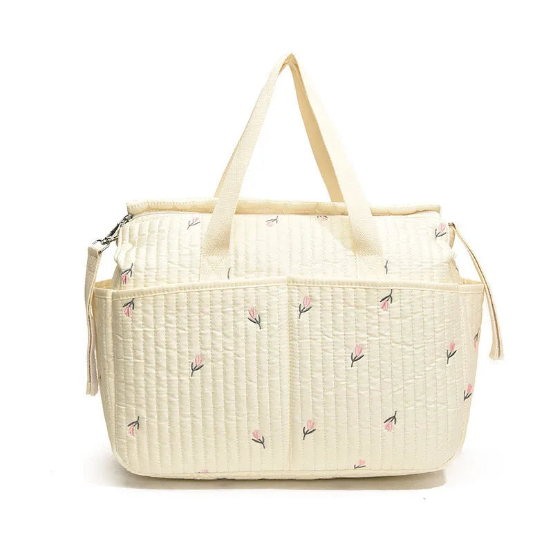 2024 Embroidered Bear Mummy Bag – High-Capacity Diaper Tote for Stylish Moms - Nestling Babies