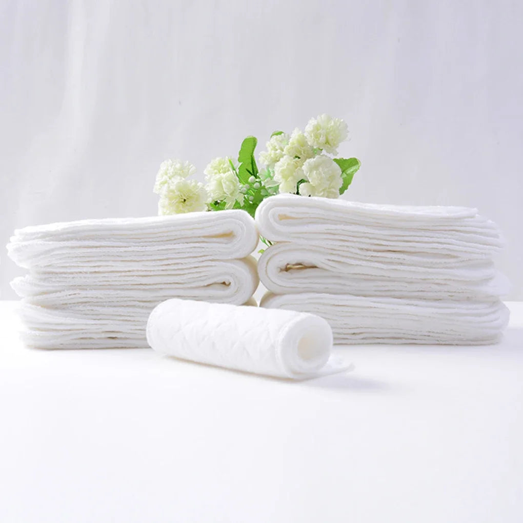 10pcs Reusable Cotton Baby Diapers – Washable, Soft & Super Absorbent Pads for Newborns (3–5kg) - Nestling Babies