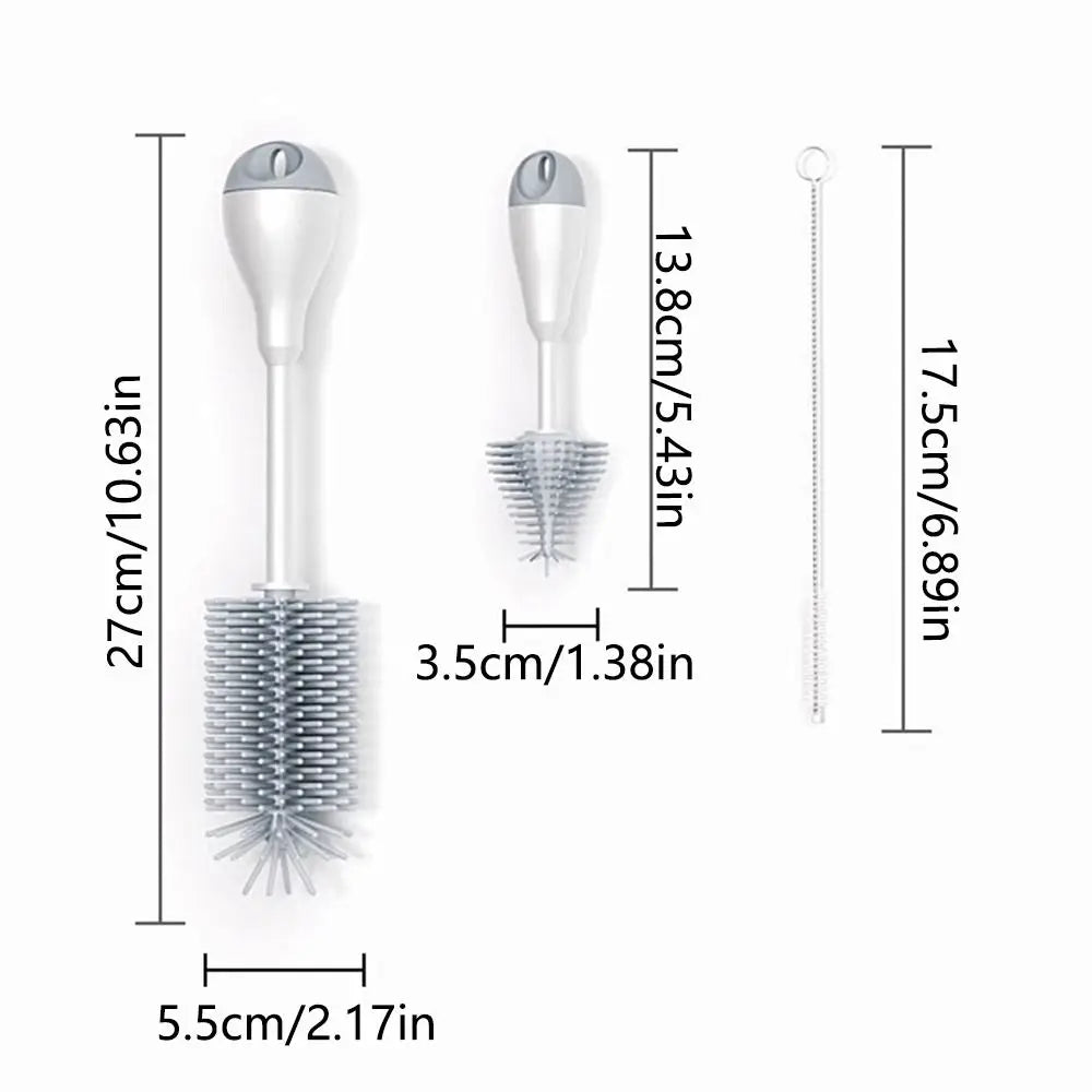 3-in-1 Silicone Baby Bottle Brush Set – 360° Cleaning with Anti-Slip Grip - Nestling Babies
