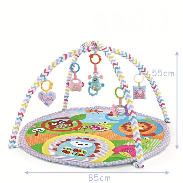 Baby Play Gym with Educational Fitness Frame – Soft Crawling Mat with Toy Rack - Nestling Babies