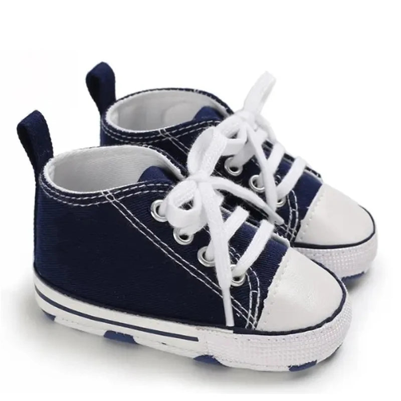 Baby Canvas Sneakers – Soft Sole Non-Slip First Walker Shoes (0–12 Months) - Nestling Babies