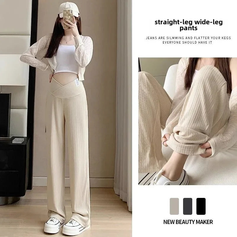 Maternity Bell-Bottom Pants – Low Waist Casual Flare Trousers for Pregnancy - Nestling Babies