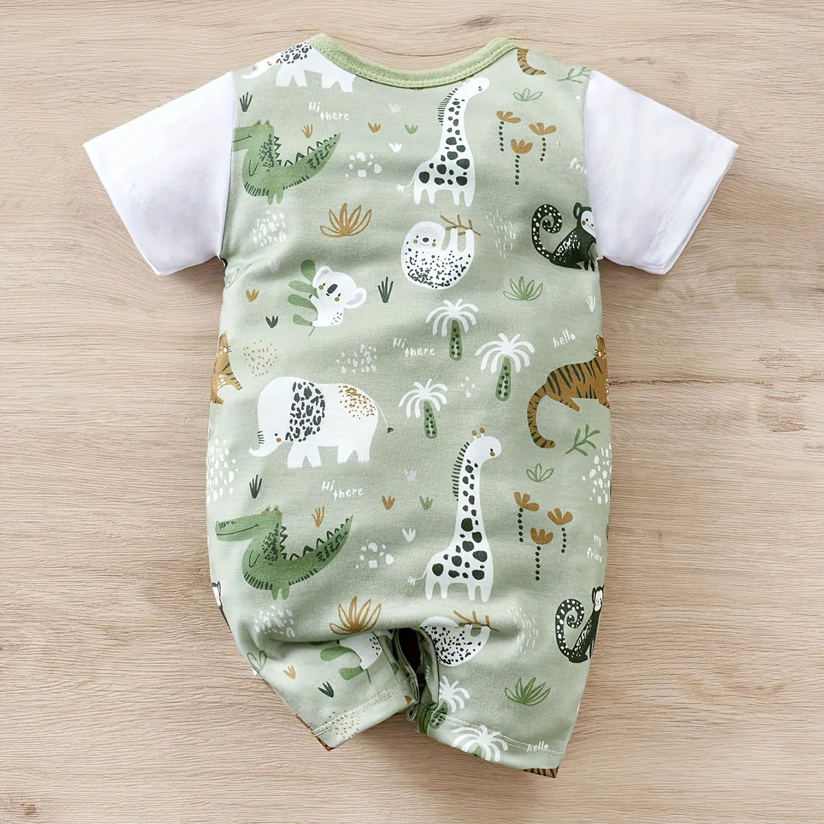 Zoo Days Romper – Faux Two-Piece Animal Print Bodysuit (0–12M | Boys) - Nestling Babies
