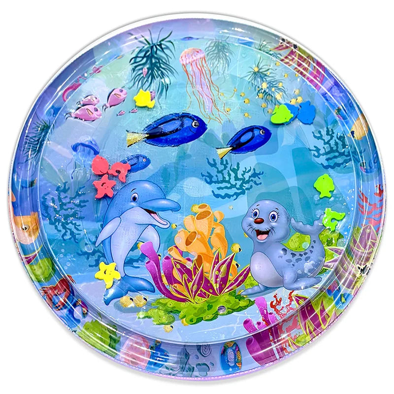 Large Inflatable Baby Water Play Mat (100 cm) – Round Dolphin & Seal Design - Nestling Babies