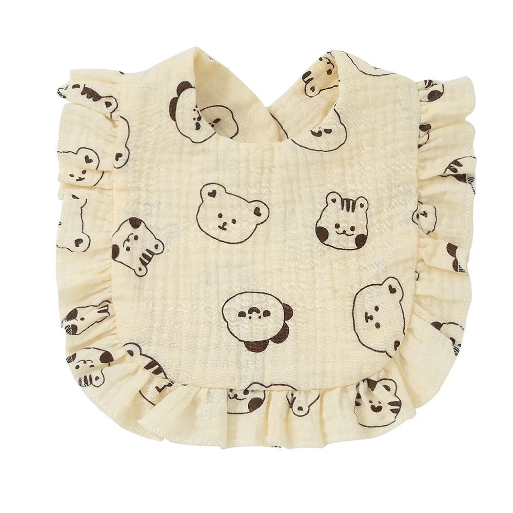 Lace Ruffle Baby Bib – Soft Cotton & Stylish Floral Design - Nestling Babies
