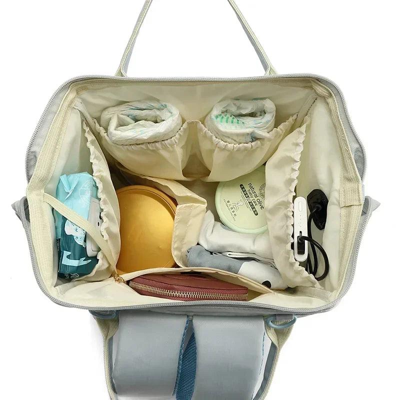 Waterproof Canvas Mummy Backpack – 2-Layer Diaper Bag with Large Capacity & Multi-Color Options - Nestling Babies