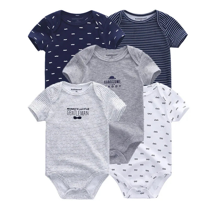 Essential Cotton Baby Bodysuit Set (5-Pack | 0–12M) - Nestling Babies