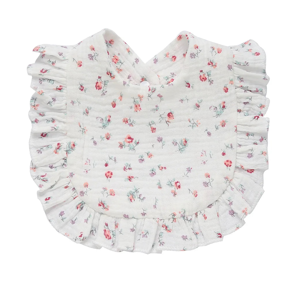 Lace Ruffle Baby Bib – Soft Cotton & Stylish Floral Design - Nestling Babies