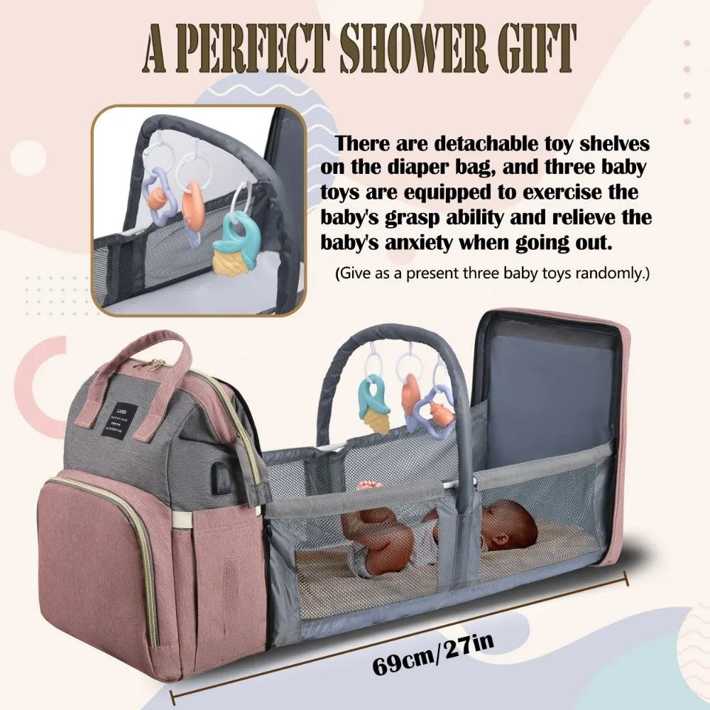 Lightweight Foldable Mommy Diaper Bag – Travel Backpack with Portable Crib - Nestling Babies