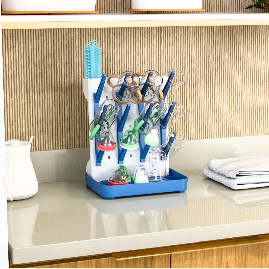 Baby Bottle Drying Rack – Space-Saving Stand for Bottles, Pacifiers & Pump Parts - Nestling Babies