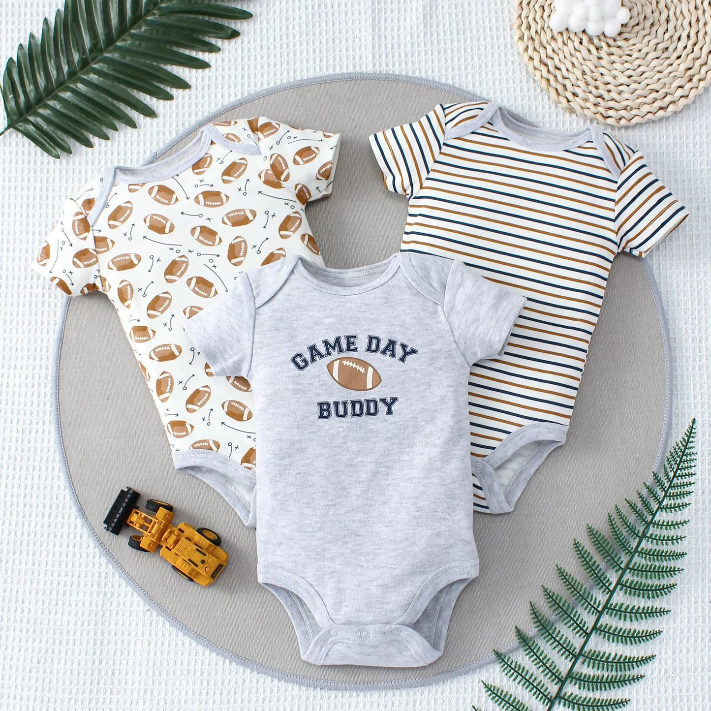 3-Piece Dinosaur Baby Bodysuit Set (0–9M) - Nestling Babies