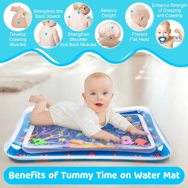 Inflatable Tummy Time Baby Water Mat – Sensory Development Cushion for Infants - Nestling Babies