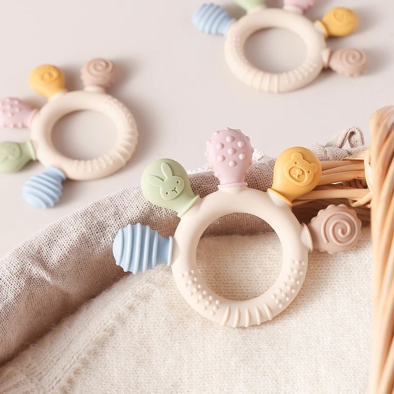 Silicone Baby Teether Ring – Soft & Safe Teething Toy for 0–12 Months - Nestling Babies