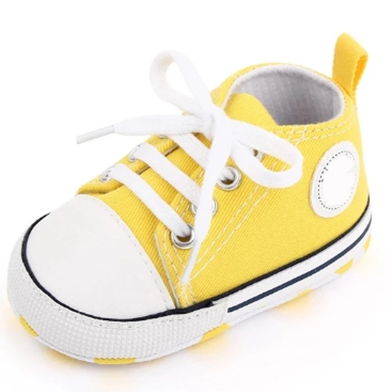 Baby Canvas Sneakers – Soft Sole Non-Slip First Walker Shoes (0–12 Months) - Nestling Babies