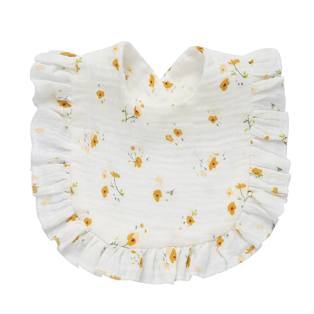 Lace Ruffle Baby Bib – Soft Cotton & Stylish Floral Design - Nestling Babies