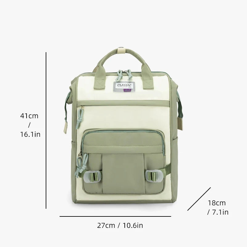 Trendy Yellow College Backpack – Kawaii Nylon Laptop Bag for Girls & Students - Nestling Babies