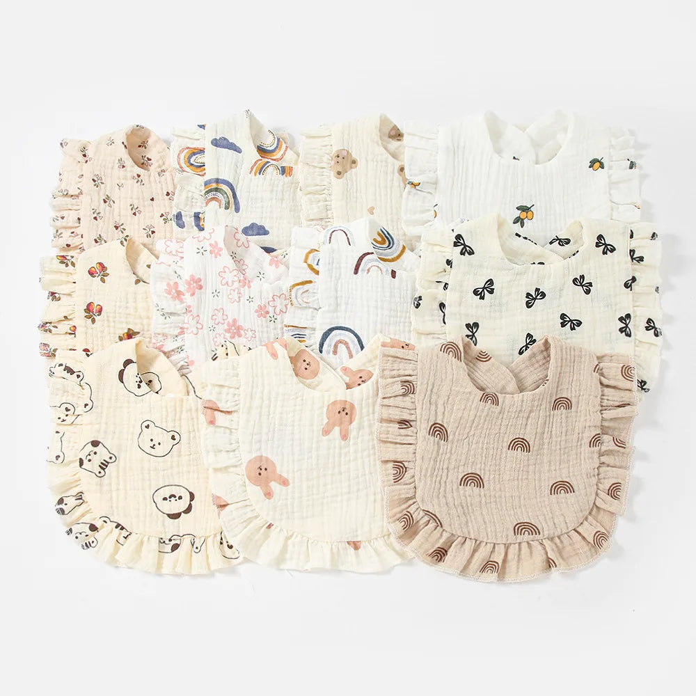 Lace Ruffle Baby Bib – Soft Cotton & Stylish Floral Design - Nestling Babies