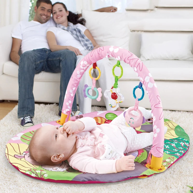 Baby Play Gym with Educational Fitness Frame – Soft Crawling Mat with Toy Rack - Nestling Babies
