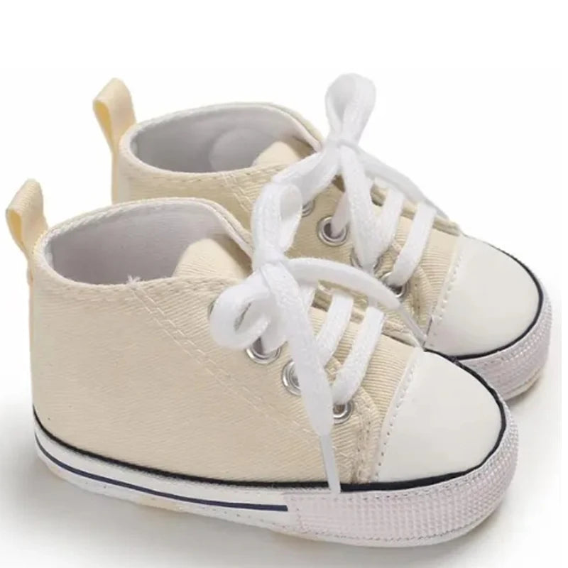 Baby Canvas Sneakers – Soft Sole Non-Slip First Walker Shoes (0–12 Months) - Nestling Babies