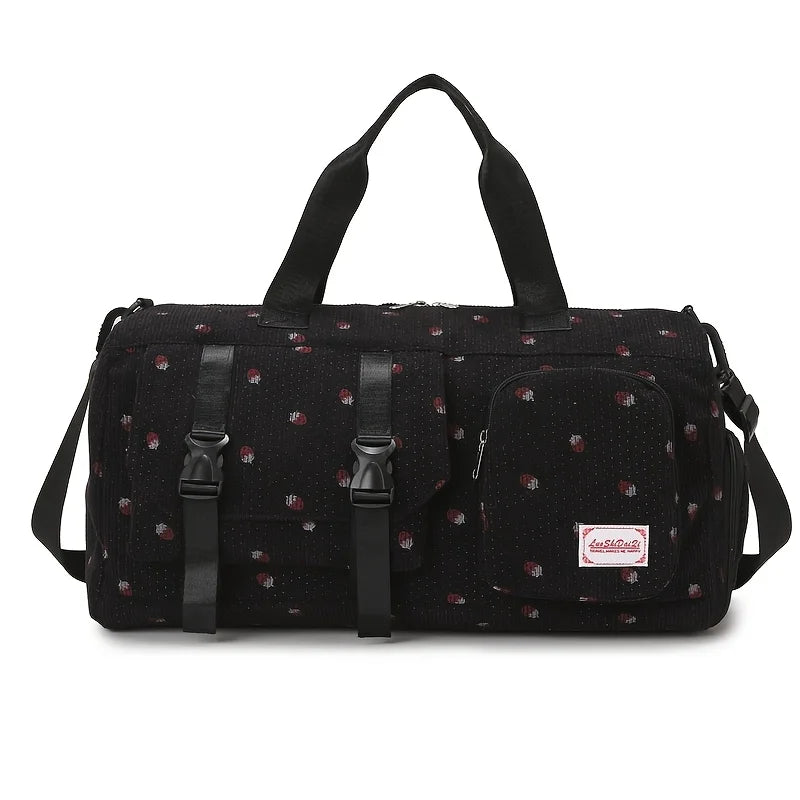 Strawberry Print Large Travel Duffel Bag – Wet/Dry Separation & Shoe Compartment - Nestling Babies