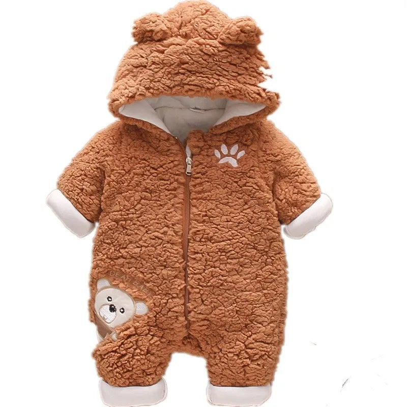 Winter Bear Jumpsuit for Baby Girls – Ultra-Soft & Hooded - Nestling Babies