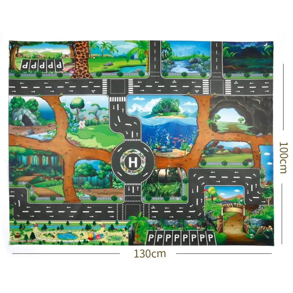 Kids Educational Playmat 100×130 cm – Waterproof Farm & Road Theme - Nestling Babies