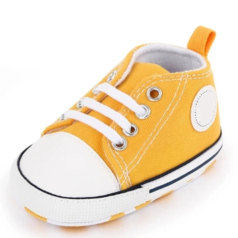Baby Canvas Sneakers – Soft Sole Non-Slip First Walker Shoes (0–12 Months) - Nestling Babies