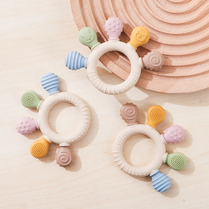 Silicone Baby Teether Ring – Soft & Safe Teething Toy for 0–12 Months - Nestling Babies