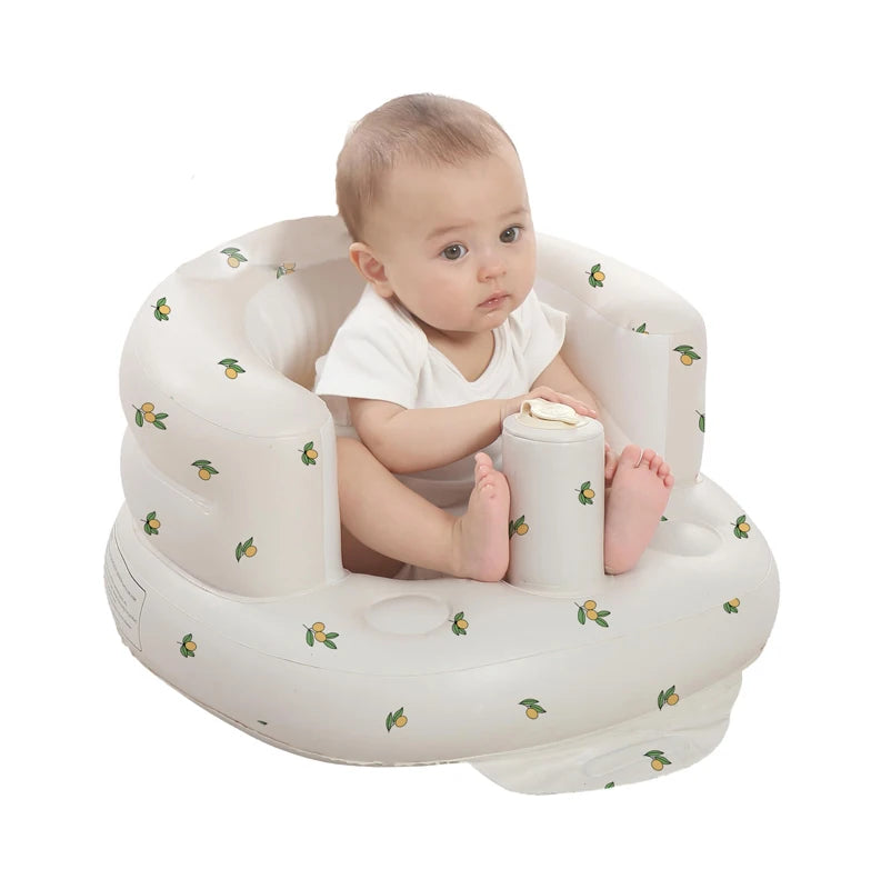 Inflatable Baby Seat with Built-in Air Pump – Soft Sofa Chair for Feeding, Sitting & Travel (3–36 Months) - Nestling Babies