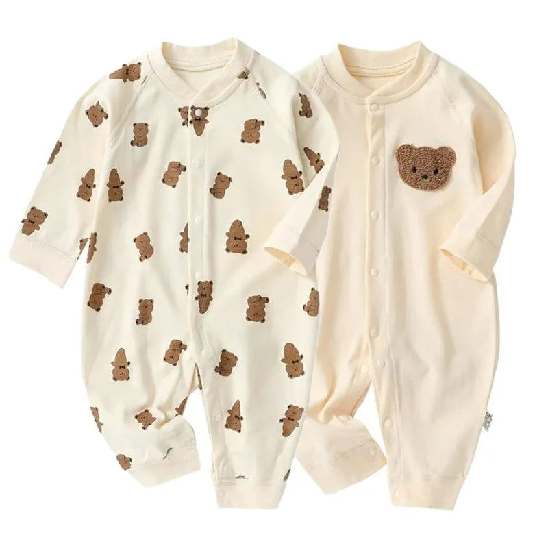 Cozy Bear Romper – Autumn Jumpsuit for Babies (0–12M | Unisex) - Nestling Babies