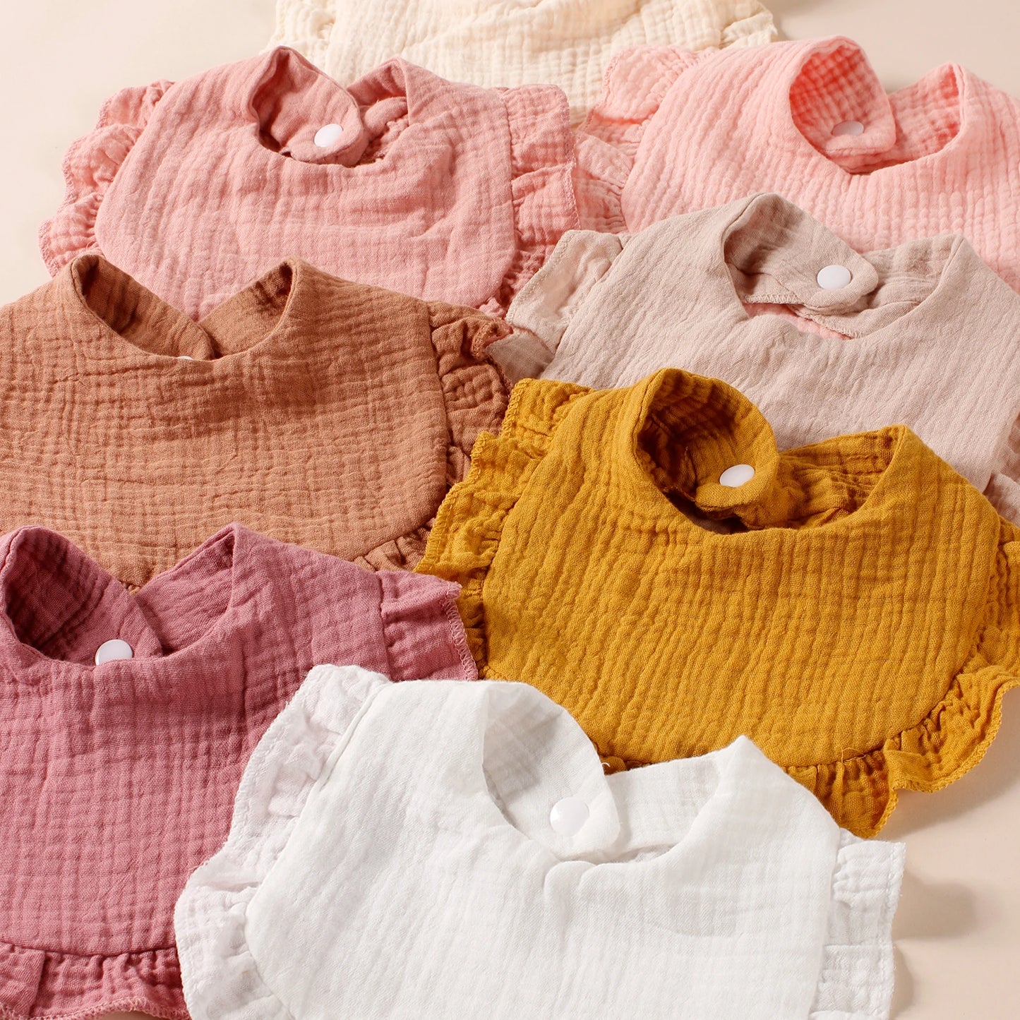 8-Pack Cotton Ruffle Bibs – Soft, Stylish & Ultra-Absorbent for Newborns - Nestling Babies
