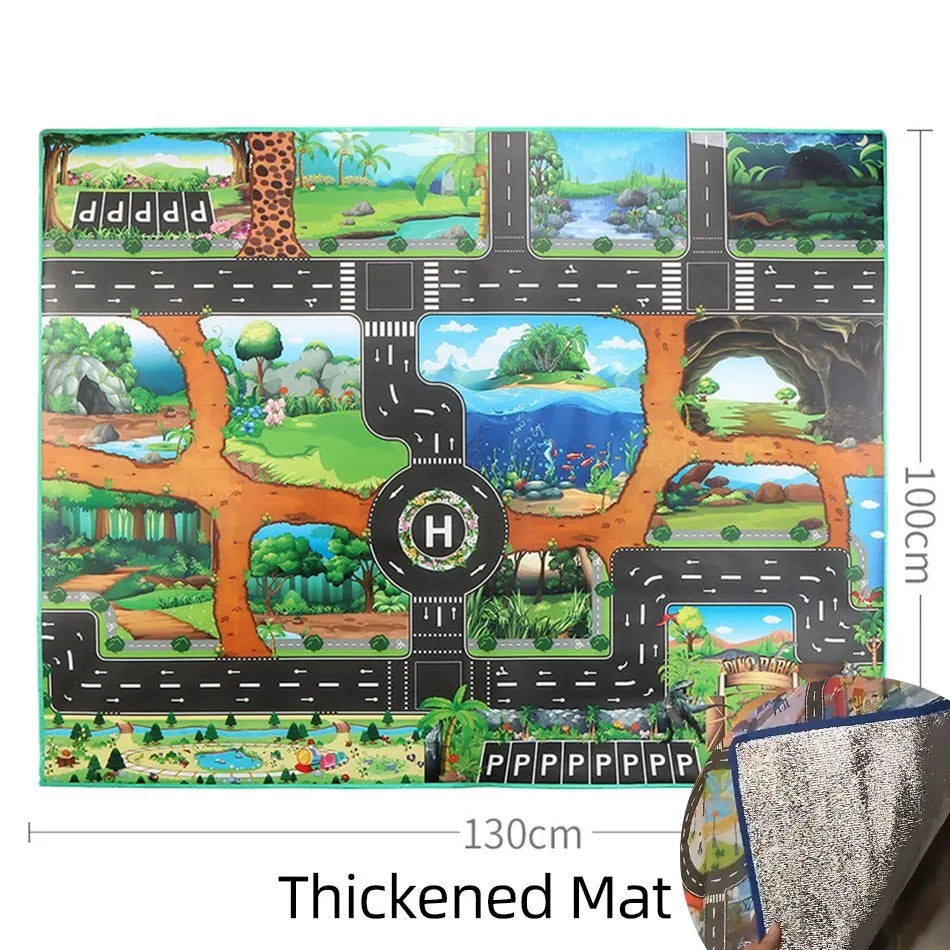 Kids Educational Playmat 100×130 cm – Waterproof Farm & Road Theme - Nestling Babies