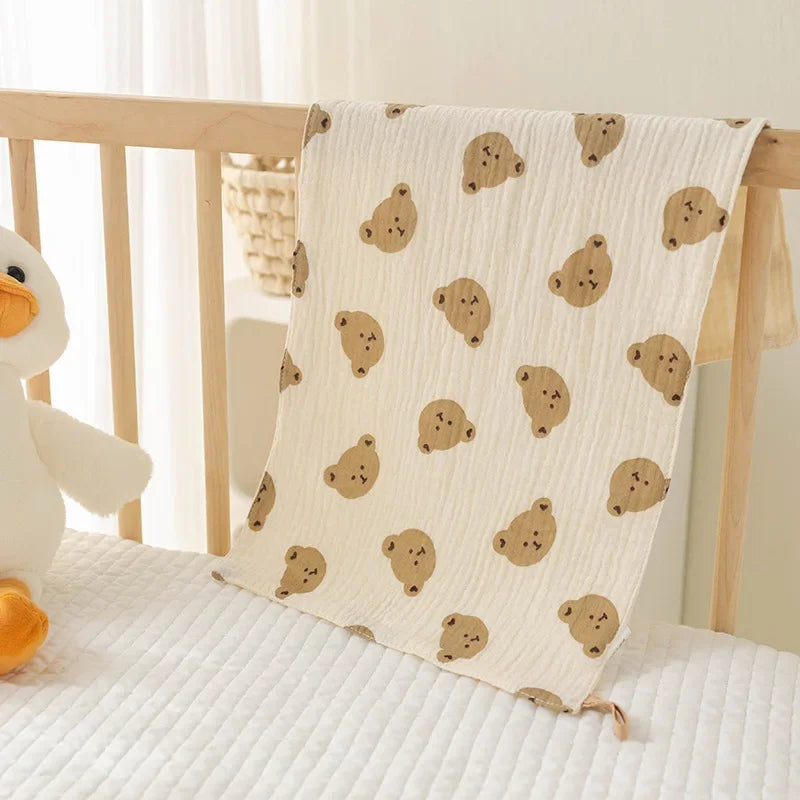 4-Layer Muslin Cotton Baby Towel – Soft & Absorbent Burp and Face Cloth (25×50 cm) - Nestling Babies