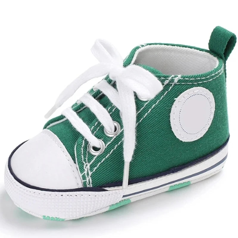 Baby Canvas Sneakers – Soft Sole Non-Slip First Walker Shoes (0–12 Months) - Nestling Babies
