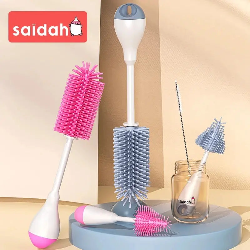 3-in-1 Silicone Baby Bottle Brush Set – 360° Cleaning Power - Nestling Babies